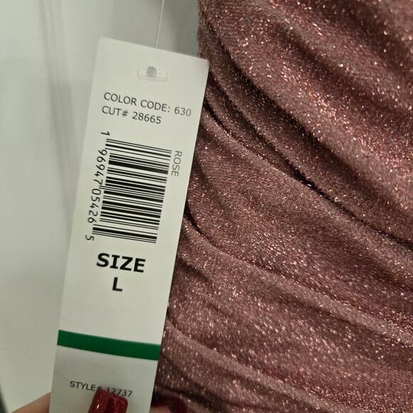 Jump Size Large metallic party bodycon dress with ruched sides Pink Rose HOCO - Picture 7 of 9